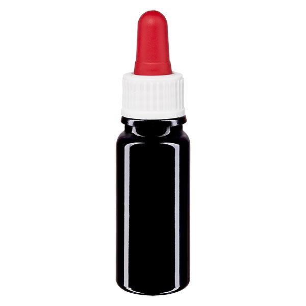 Apoteksflaska violett 10ml pipett vit/röd standard Apoteksflaska violett 10ml pipett vit/röd standard