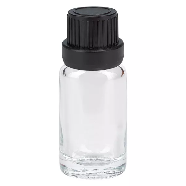 10ml flaska 11mm skruvkork svart kapsyl med sabotageskydd ClearLine UT18/10 10ml flaska 11mm skruvkork svart kapsyl med sabotageskydd ClearLine UT18/10