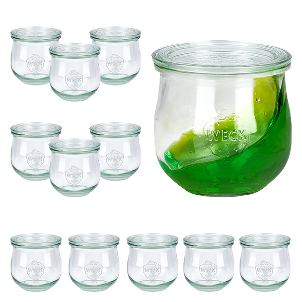 Set med 12 burkar Weck 370 ml tulpanburk med 12 glaslock Set med 12 burkar Weck 370 ml tulpanburk med 12 glaslock