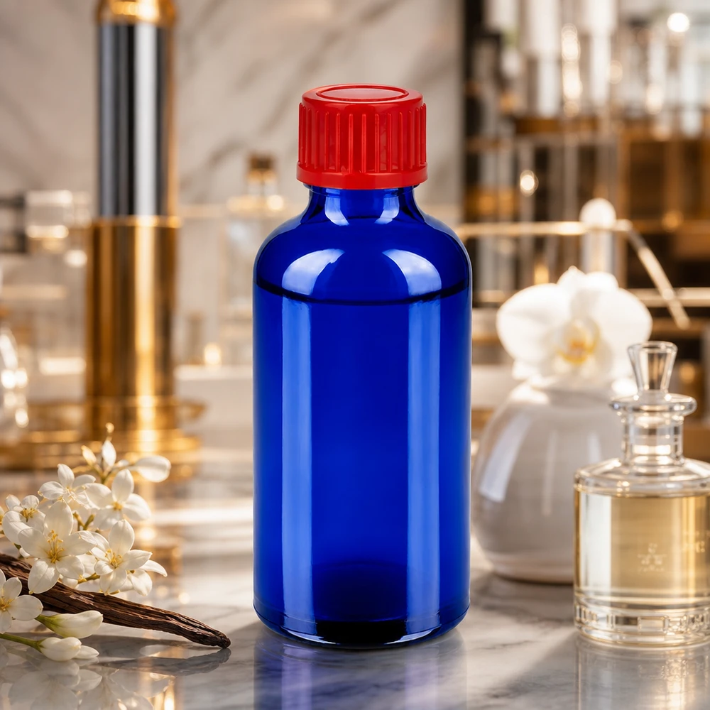 50ml flaska 11mm skruvkork röd standard BlueLine UT18/50 Kompakt 50 ml flaska BlueLine UT18/50 med 11 mm skruvlock för professionella applikationer