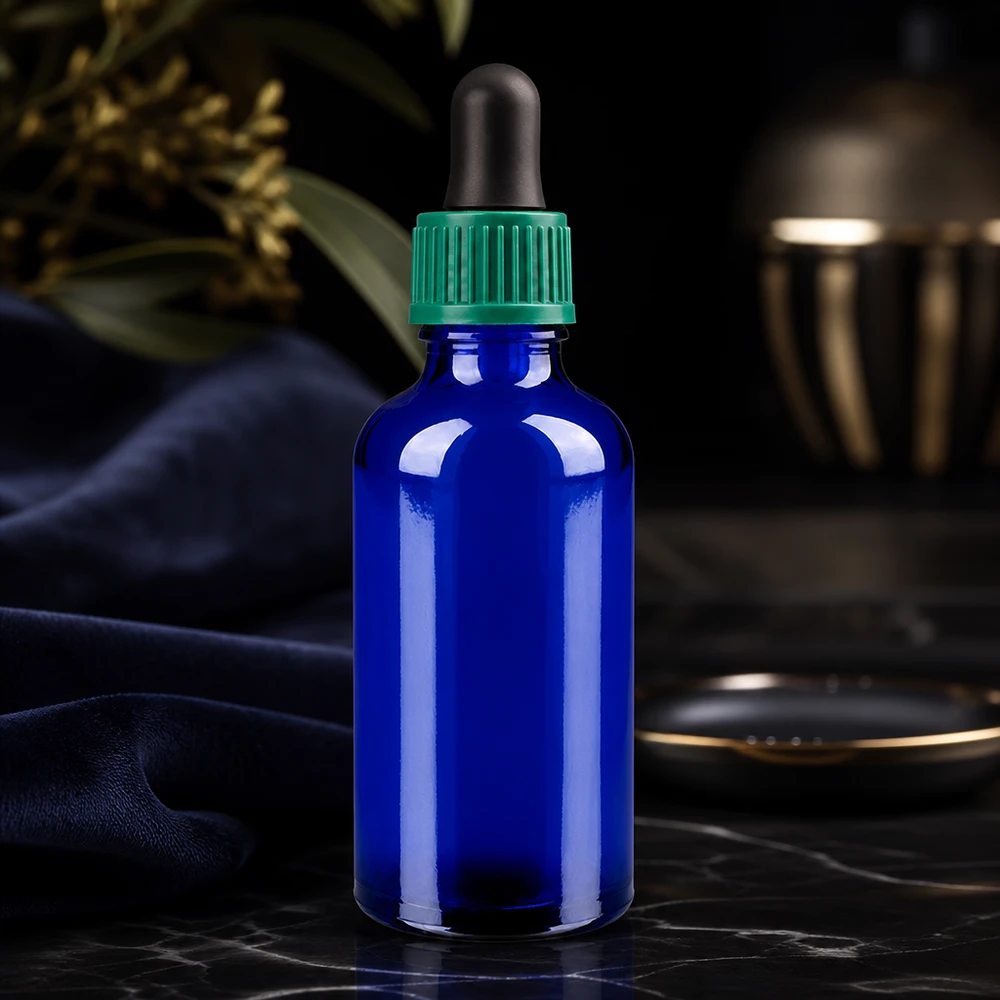 50 ml Droppflaska 0,8 mm grön Standardförslutning BlueLine UT18/50 Högkvalitativ 50 ml droppflaska i elegant blå färg med praktisk dropplock