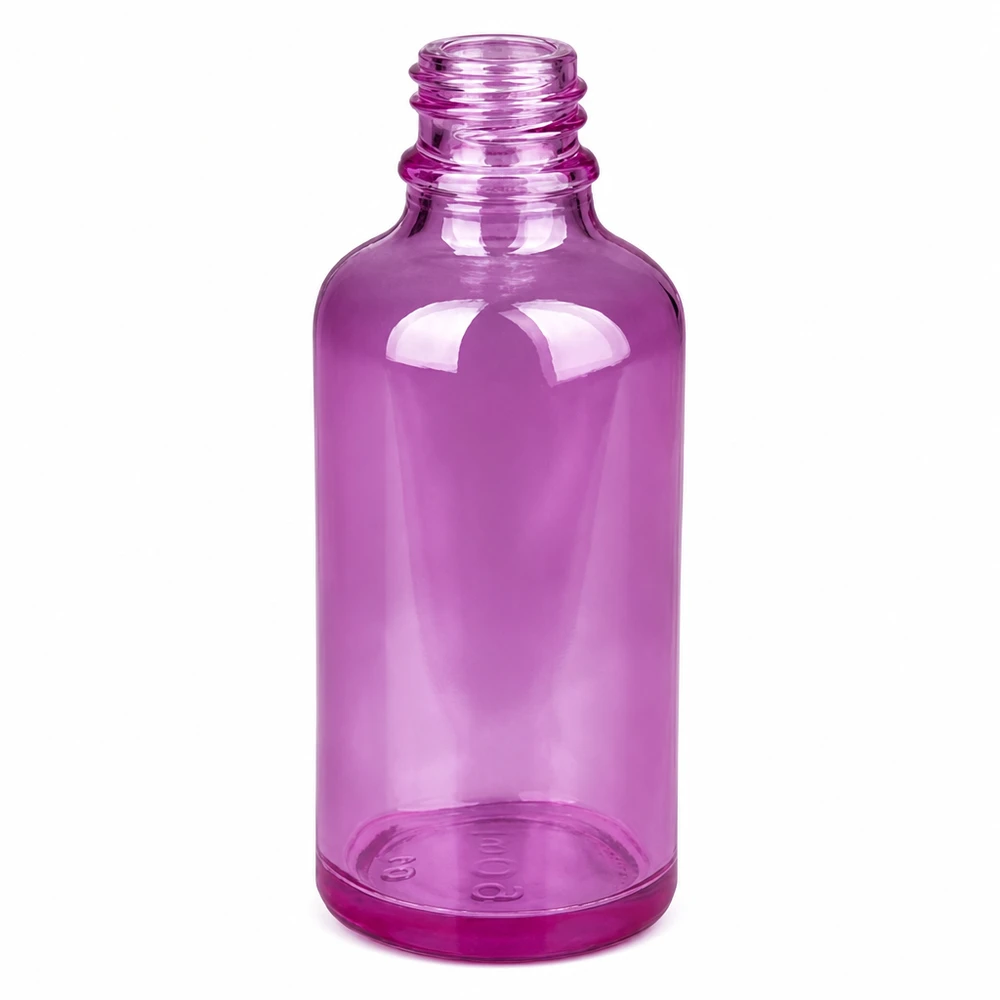 50ml flaska 11mm skruvkork aluminium-silver standard PurpleLine.UT18/50 Lila glasflaska 50 ml med 11 mm gänga och silverlock i aluminium för aromaterapi