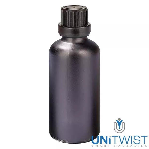 50ml Droppflaska 2mm med manipulationsskyddad förslutning SvartL. UT18/50 50ml Droppflaska 2mm med manipulationsskyddad förslutning SvartL. UT18/50