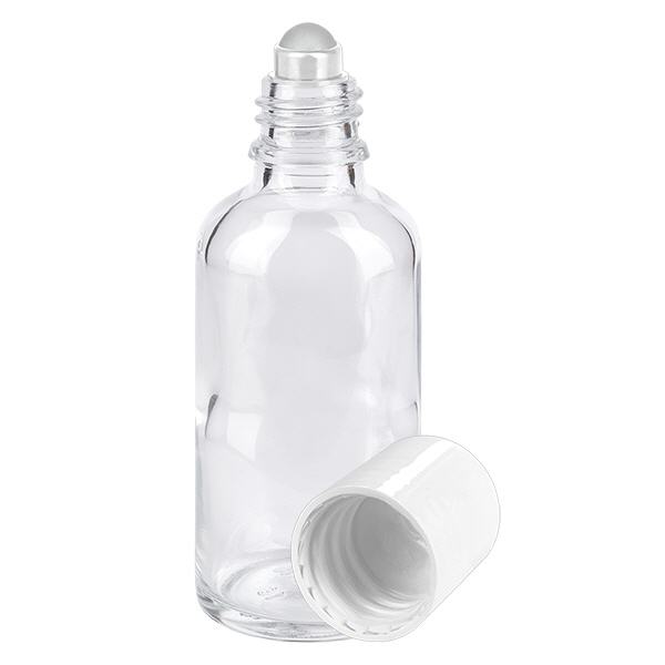 Apoteksflaska klar 50ml roll-on kapsyl vit Apoteksflaska klar 50ml roll-on kapsyl vit