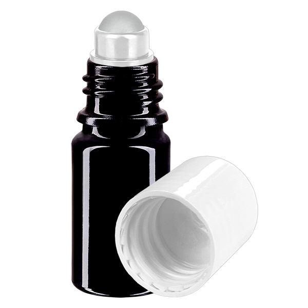 Apoteksflaska violett 5ml roll-on lock vit
