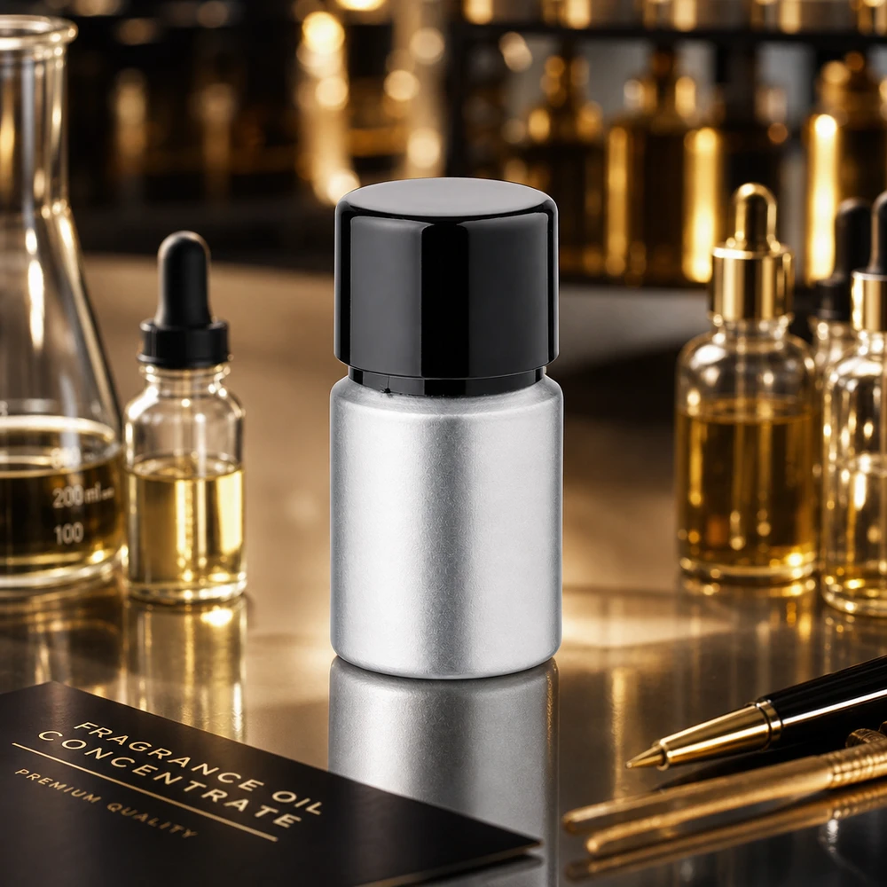 10ml flaska i färgat aluminium med skruvkork Färgad 10 ml aluminiumflaska med matt silverfinish - premiumflaska i aluminium för doftoljekoncentrat
