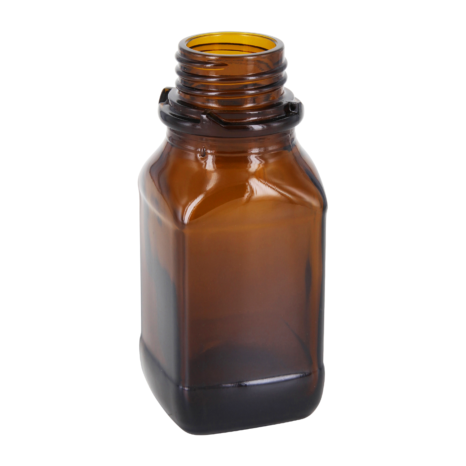 100 ml brun glasflaska för dina värdefulla ämnen Brun 100 ml kemikalieflaska av glas med skruvgänga utan lock på vit bakgrund