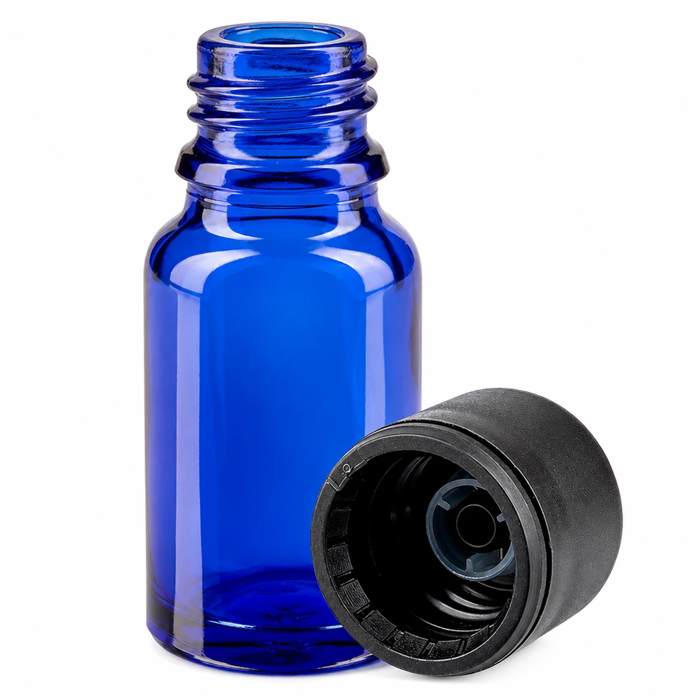 10 ml flaska 6mm skruvkork svart standard BlueLine UT18/10