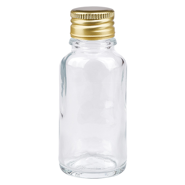 20ml flaska 11mm skruvkork aluminium guld standard ClearLine UT18/20