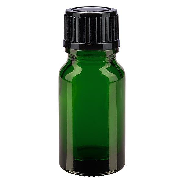 Apoteksflaska grön 10ml skruvlock svart standard Apoteksflaska grön 10ml skruvlock svart standard