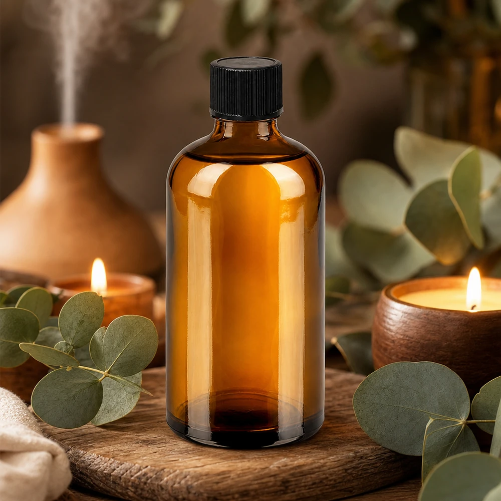 100ml Droppflaska 1mm svart standardförslutning BrownLine UT18/100 Bärnstensfärgad 100 ml glasflaska med pipett, idealisk för aromaterapi och naturkosmetik