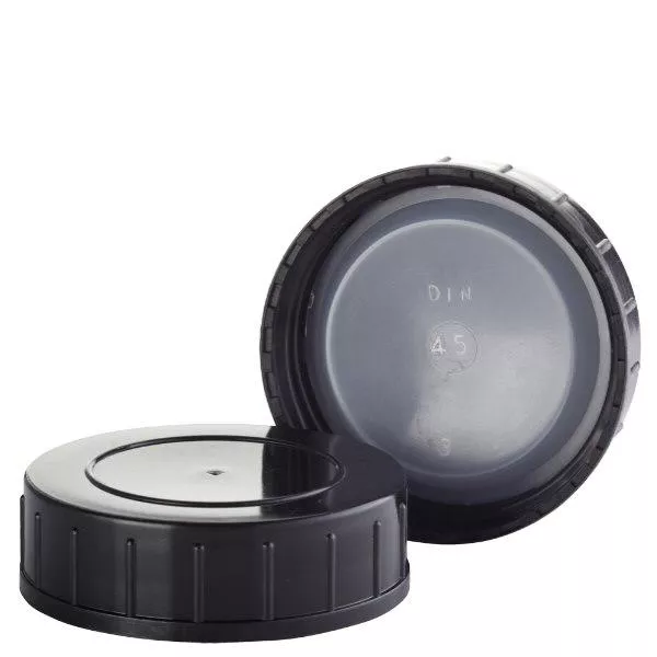 Svart skruvkork av polypropylenN 45 mm (DIN 45) Svart skruvkork av polypropylenN 45 mm (DIN 45)