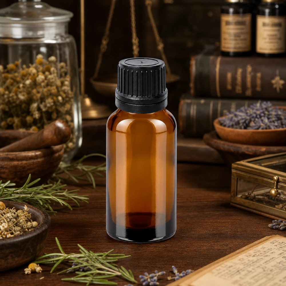20ml Droppflaska 1mm svart med säkerhetsförslutning BrownLine UT18/20 Kompakt 20 ml BrownLine droppflaska med 1 mm öppning, idealisk för exakta tillämpningar inom naturläkemedel