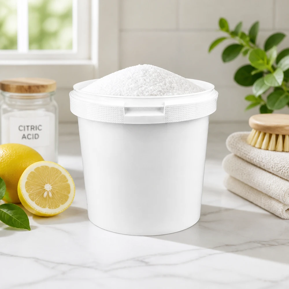 Stabil 2,5-liters hink av vit PP-plast, öppen, för rengöringsmedel och pulver