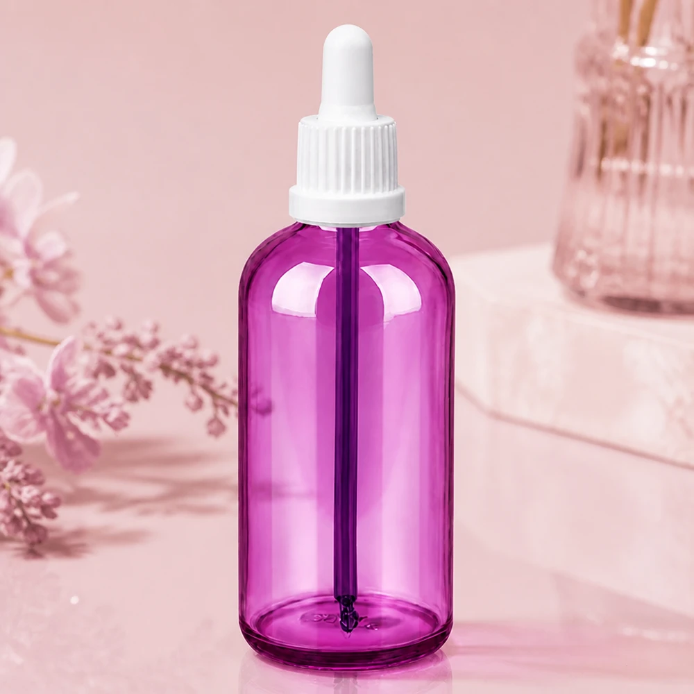 100ml pipettflaska vit Originality skruvkork PurpleLine UT18/100 100 ml pipettflaska med vitt OV-lock UT18/100 för säker förvaring av kosmetiska produkter