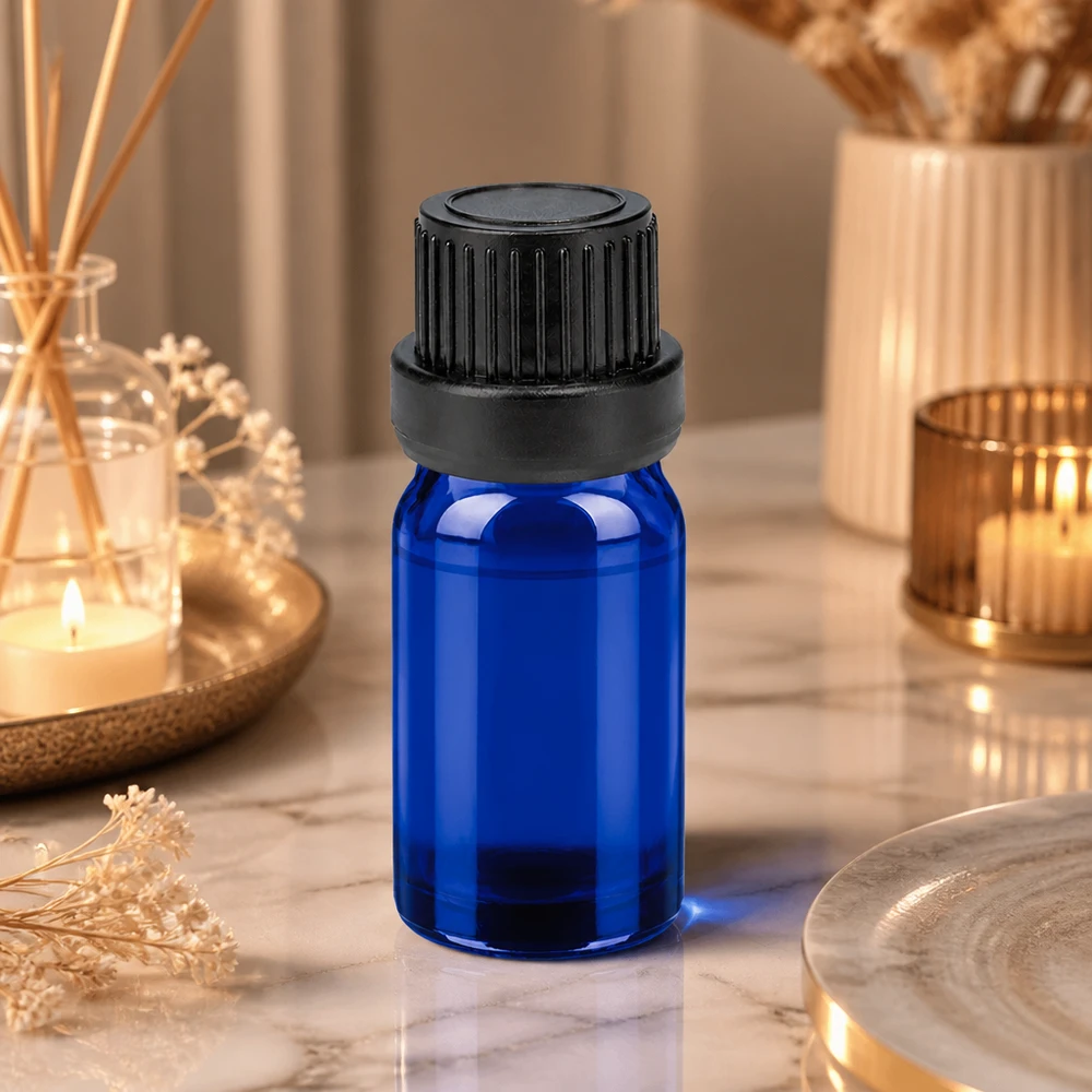 Professionell 5 ml glasflaska av laboratoriekvalitet BlueLine UT18/5 med räfflat lock för precision