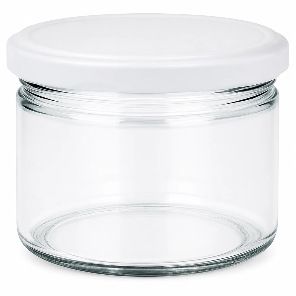 540ml rund burk med BasicSeal-lock vit UNiTWIST 540 ml rund burk med vitt BasicSeal-lock UNiTWIST - tom förvaringsburk i klarglas för kök och hushåll