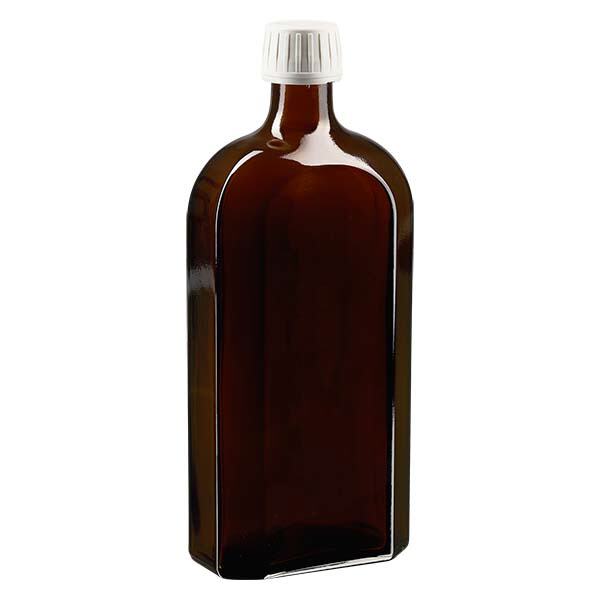 500 ml Meplat brunt skruvlock med vitt sabotagesäkert lock EPE-skiva
