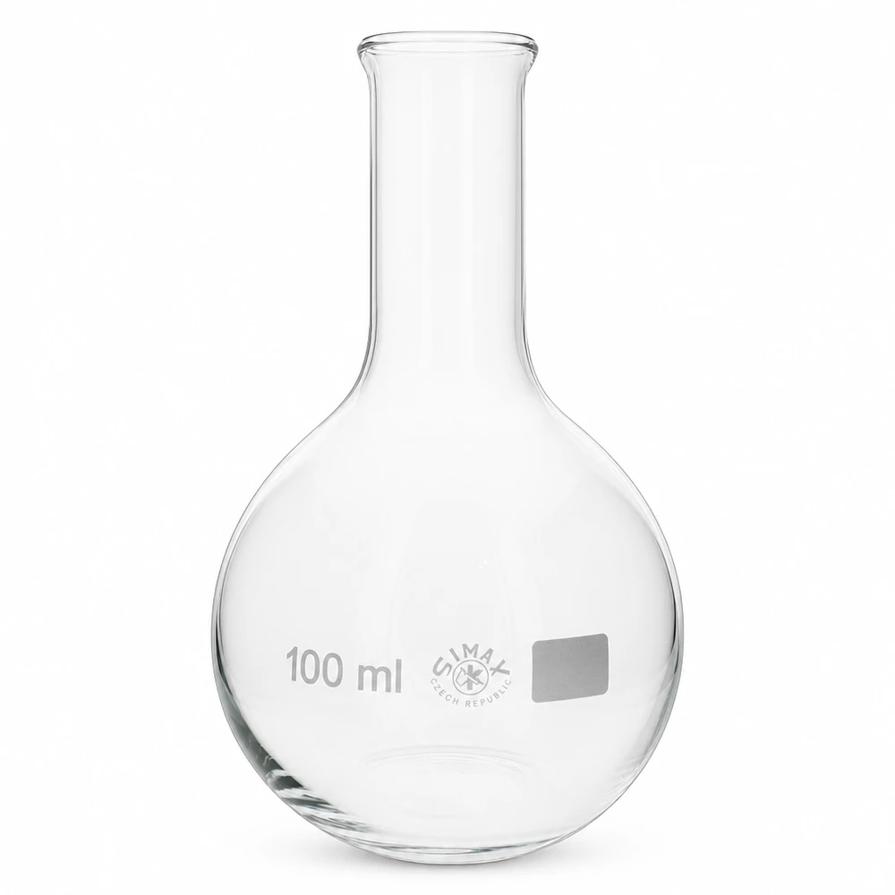 Stående kolv 100ml med smal hals av glas för laboratoriebruk