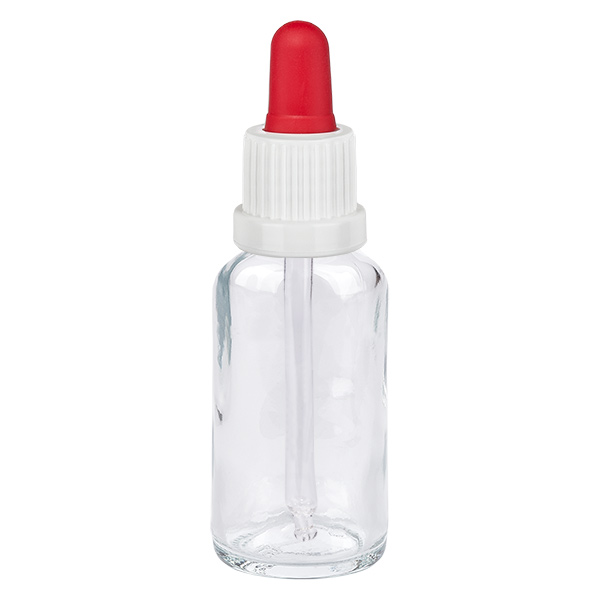 20 ml pipettflaska vit/röd med säkerhetsförslutning ClearLine UT18/20