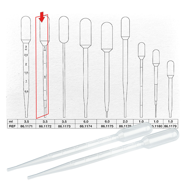 3,5 ml överföringspipett (155x15mm) med gradering 3,5 ml överföringspipett (155x15mm) med gradering