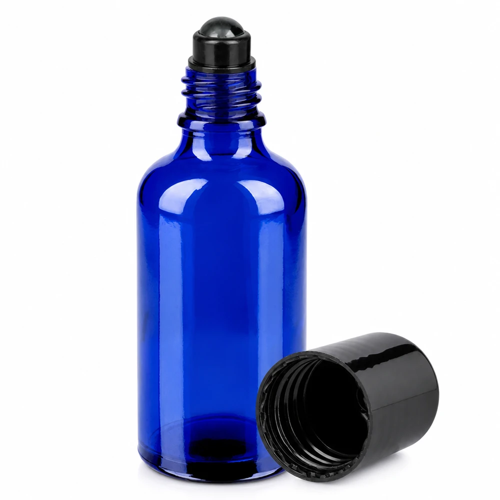 Roll-on-flaska 50ml blått glas STD BlueLine UT18/50 för kosmetika och eteriska oljor