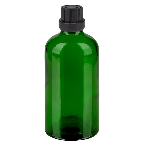 100ml Droppflaska 2mm svart med säkerhetsförslutning GreenLine UT18/100