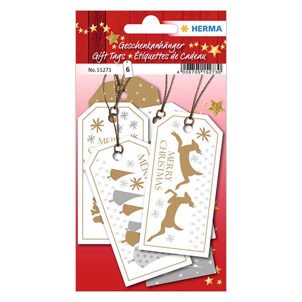 "God jul"-taggar (6 st) med glitter "God jul"-taggar (6 st) med glitter