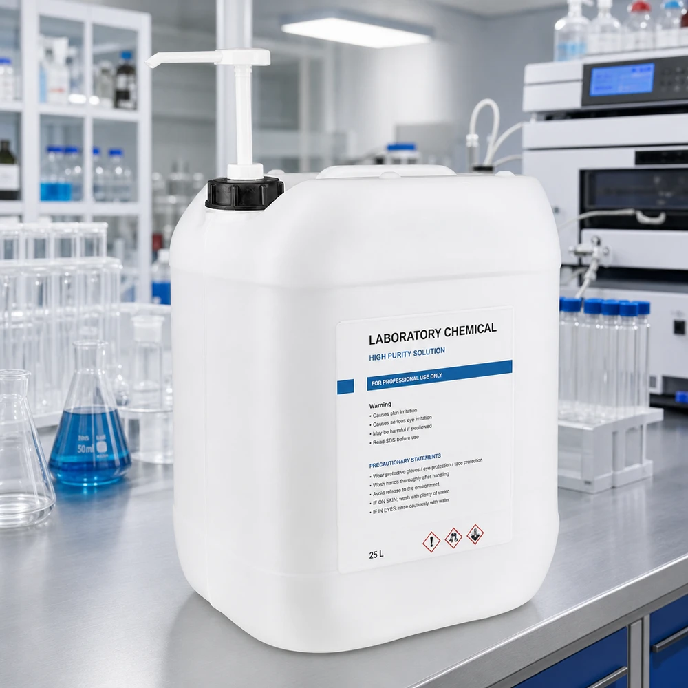 Dunk 20 liter med doseringspump Robust HDPE-dunk på 20 liter med inbyggd doseringspump för professionellt laboratoriebruk