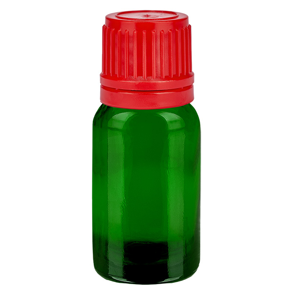 10ml flaska 11mm skruvkork röd med sabotageskydd GreenLine UT18/10