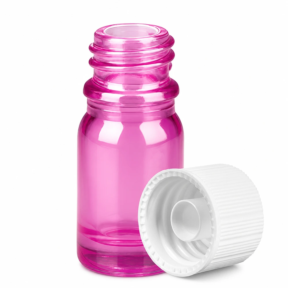 5ml flaska 11mm skruvkork vit standard PurpleLine UT18/5 Liten 5ml violett glasflaska med vitt lock för eteriska oljor och essenser