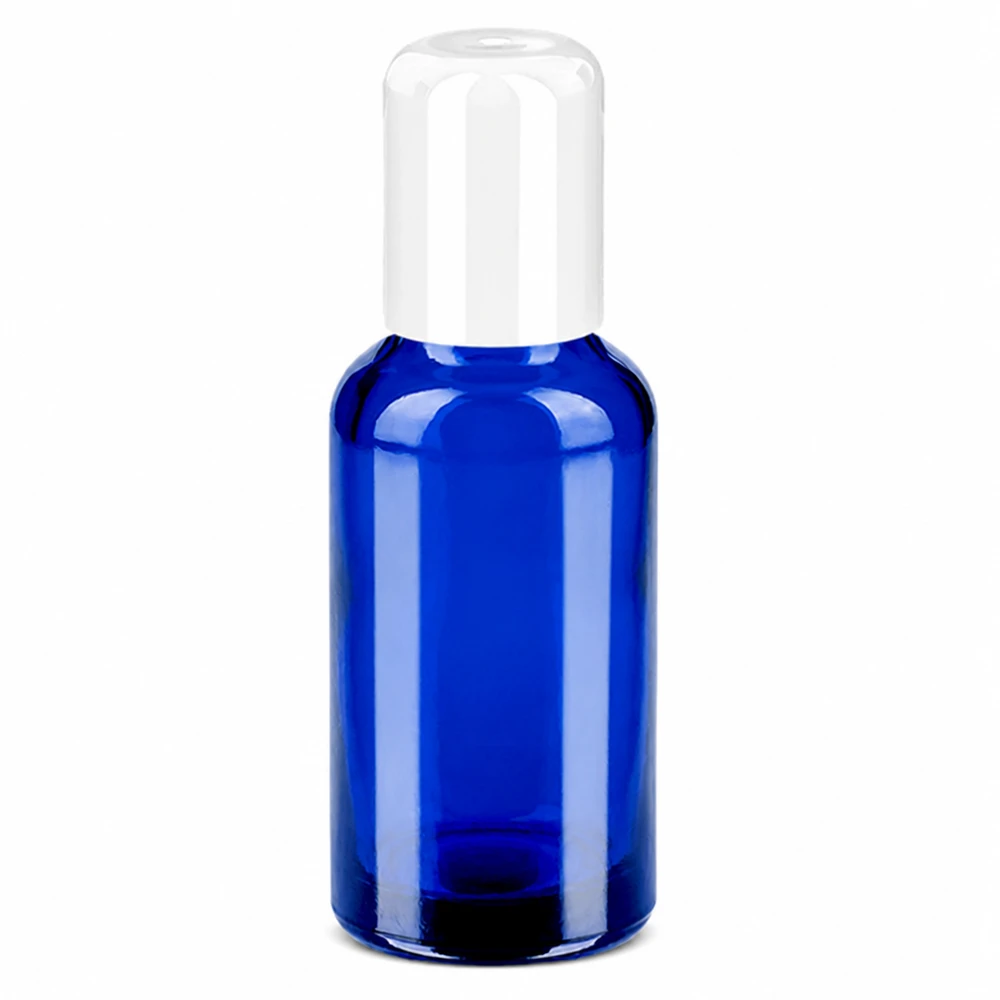 30 ml roll-on-flaska blå med vitt lock för kosmetika och eteriska oljor