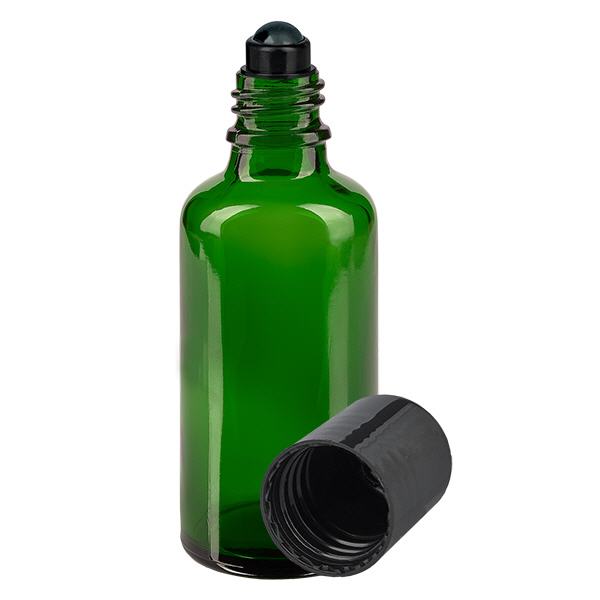 Apoteksflaska grön 50ml roll-on lock svart Apoteksflaska grön 50ml roll-on lock svart