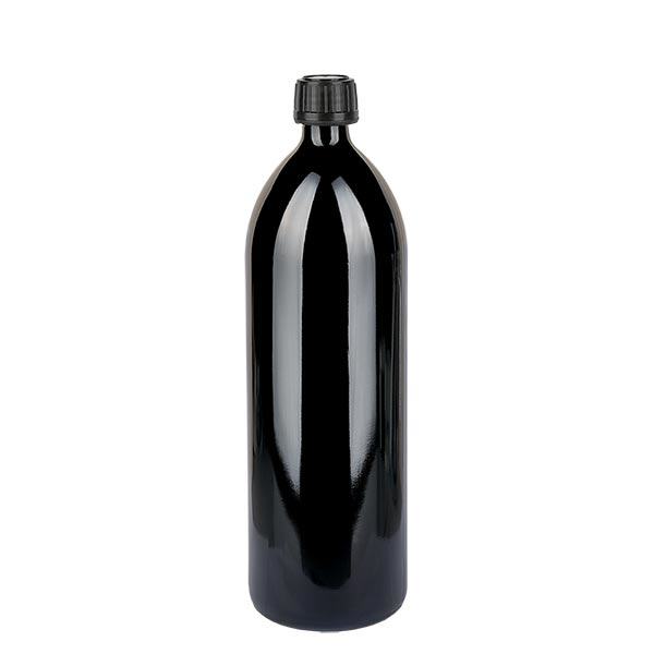 Rund violett glasflaska (vattenflaska) 1000ml, DIN-CET PP28 STD, inkl. svart skruvlock 103575 Rund violett glasflaska (vattenflaska) 1000ml, DIN-CET PP28 STD, inkl. svart skruvlock 103575