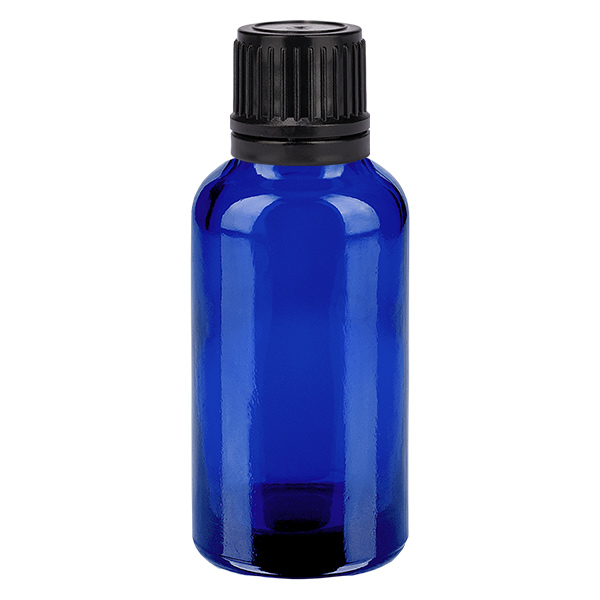30ml flaska 11mm skruvkork svart sabotagesäkert lock BlueLine UT18/30