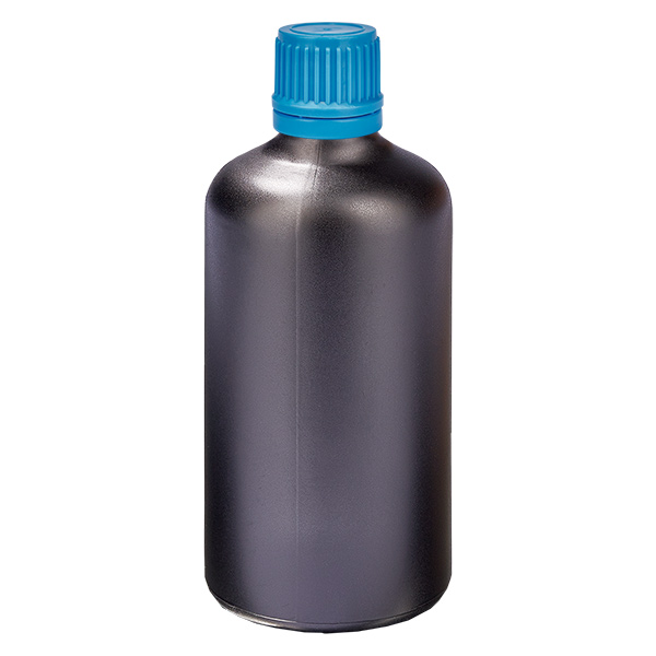 100ml flaska 11mm skruvkork blå säkerhetslock BlackLine UT18/100 100ml flaska 11mm skruvkork blå säkerhetslock BlackLine UT18/100