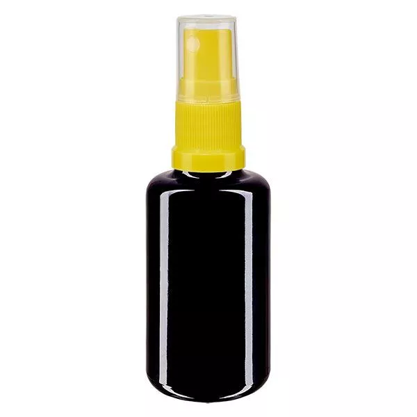 Apoteksflaska violett 30ml med gult spraylock Apoteksflaska violett 30ml med gult spraylock