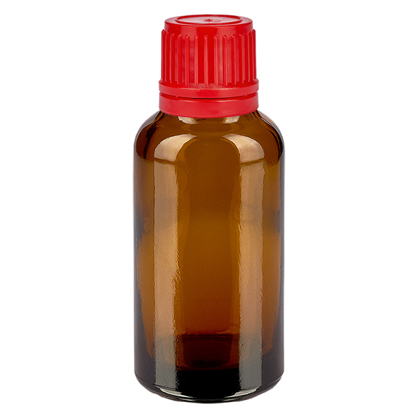 30ml flaska 11mm skruvkork röd med säkerhetsförslutning BrownLine UT18/30