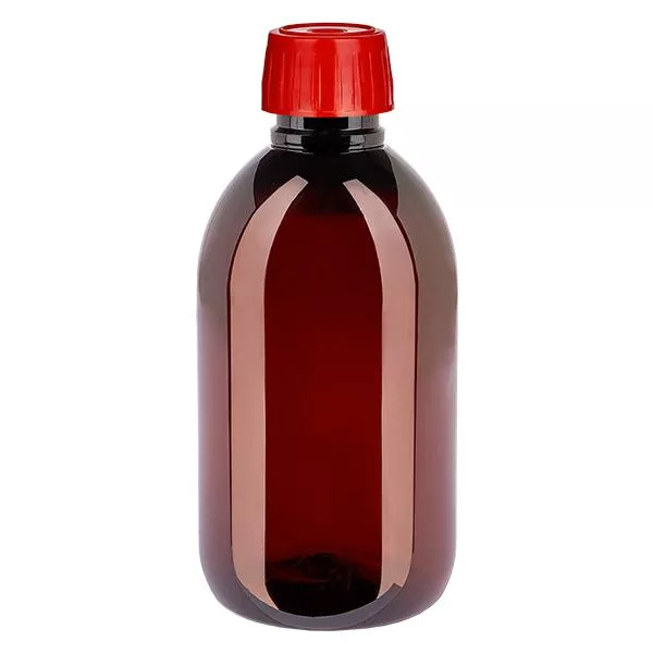 PET-flaska 250ml med avgasande skruvkork röd PET-flaska 250ml med avgasande skruvkork röd