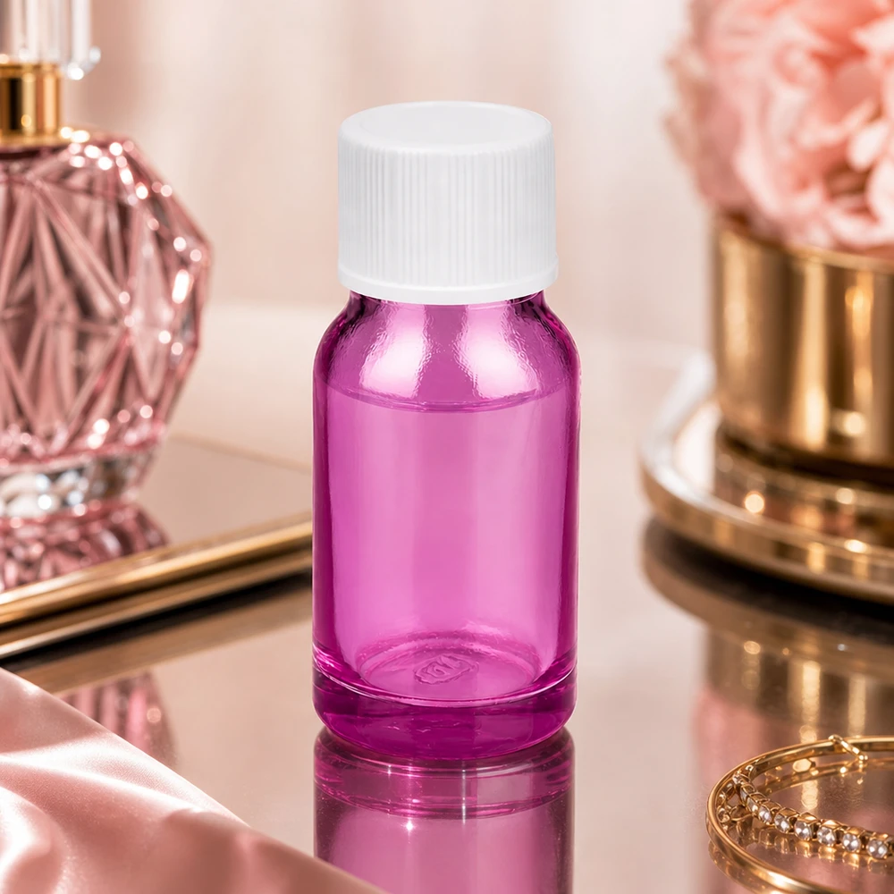 10ml flaska 11mm skruvkork vit standard PurpleLine UT18/10 10 ml violett glasflaska med vitt skruvlock, perfekt för DIY-kosmetika och serum
