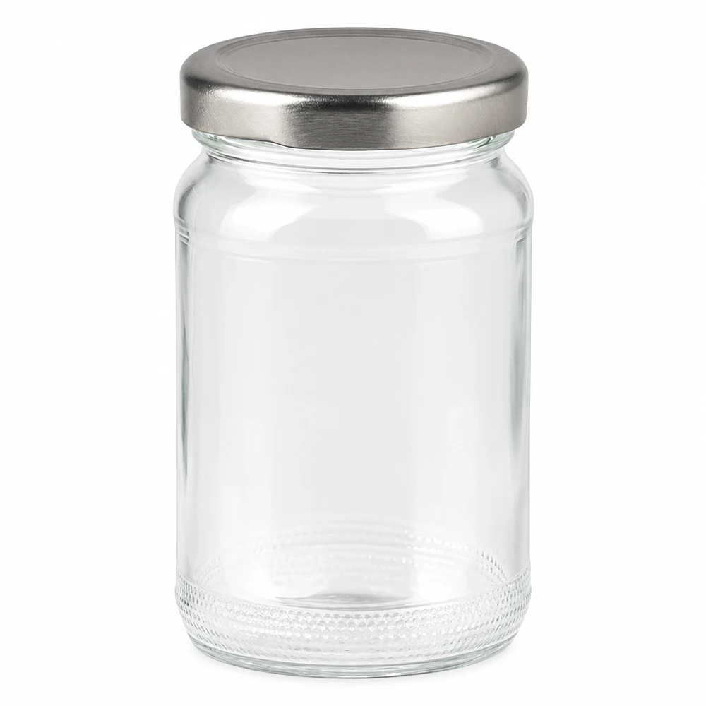 Rund glasburk 110 ml med lock BasicSeal silver UNiTWIST
