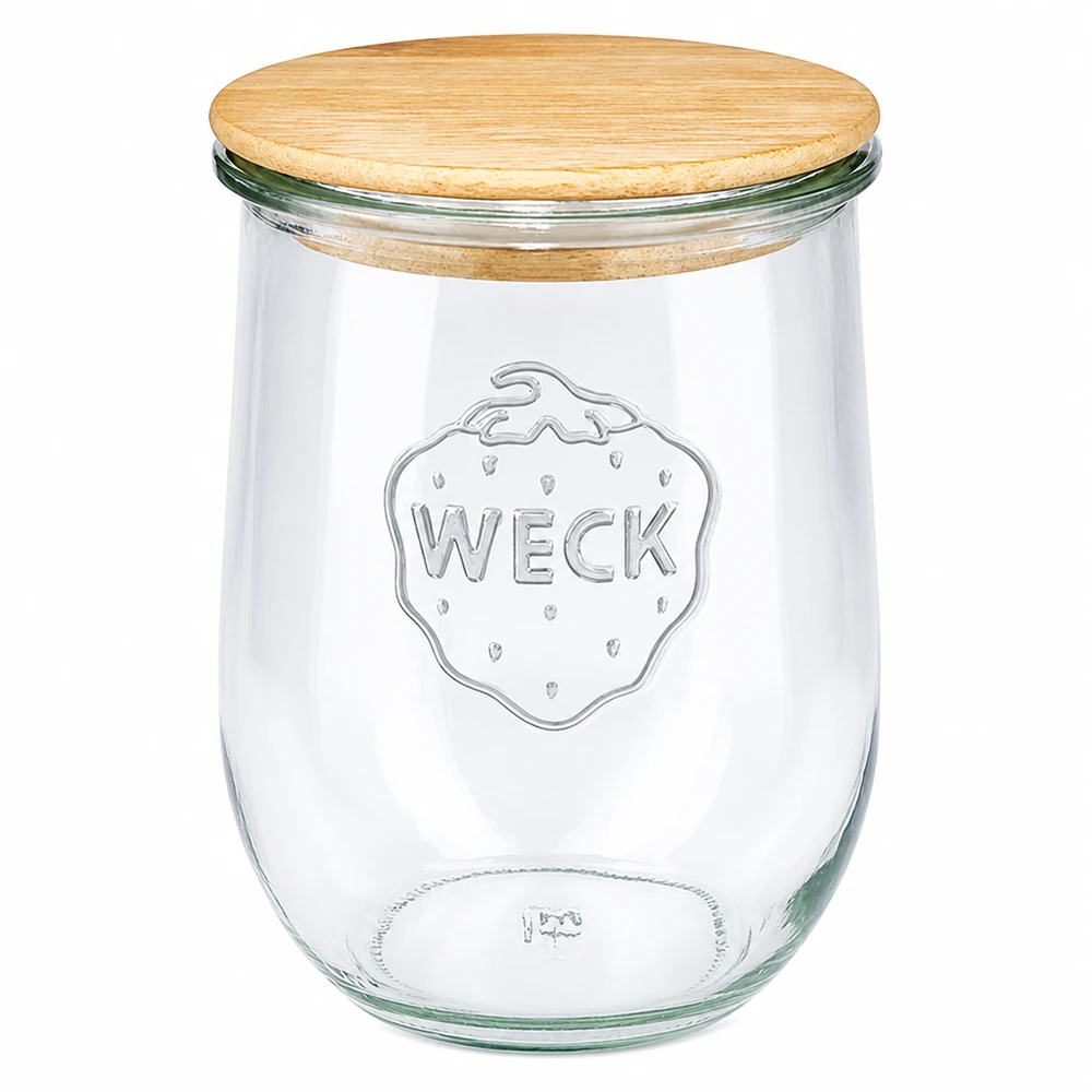 1062ml WECK RR100 tulpanburk med trälock WECK tulpanburk 1062ml RR100 med trälock Konserveringsburk av glas med lock av naturligt trä