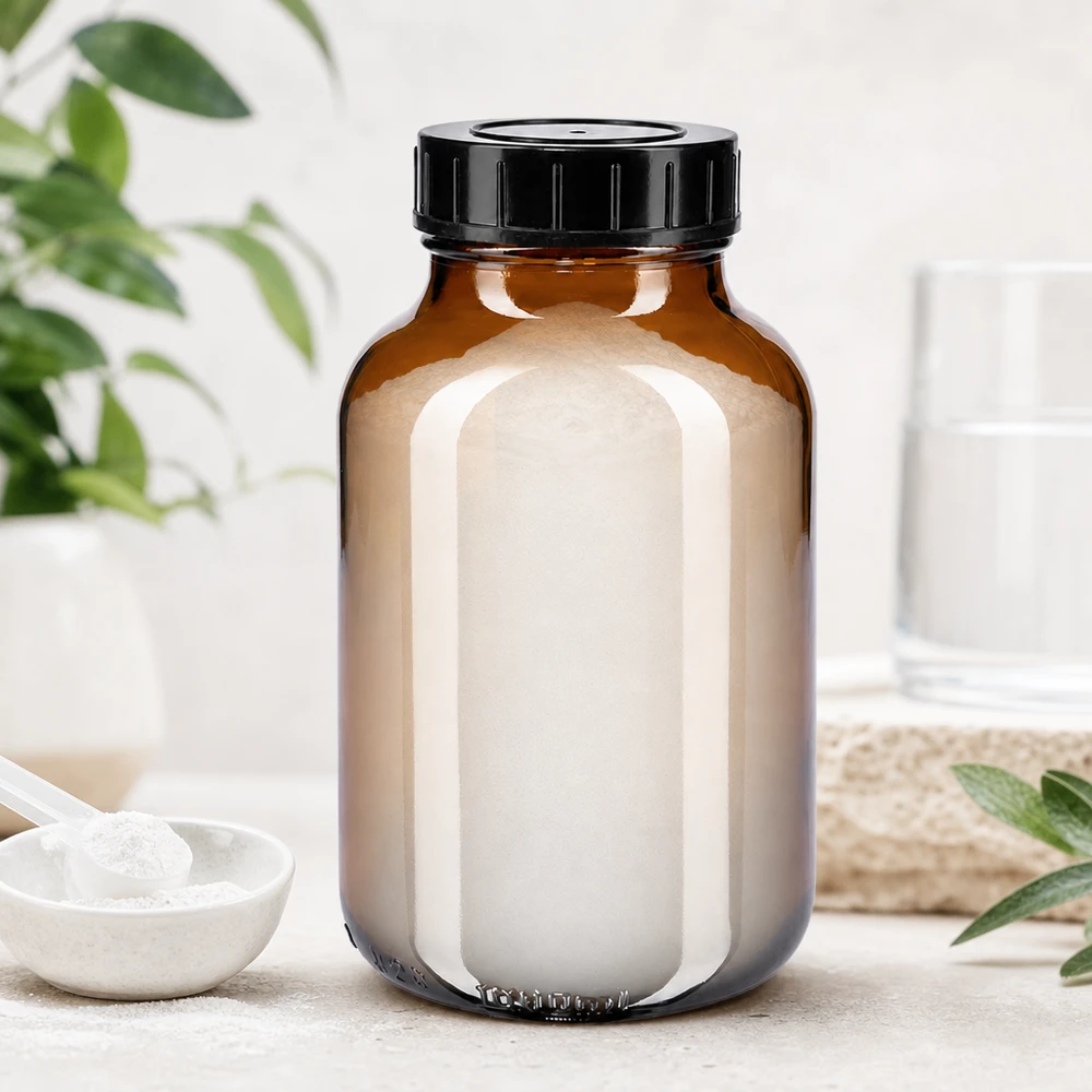 1000ml bredhalsad flaska bärnstensfärgat glas med skruvkork