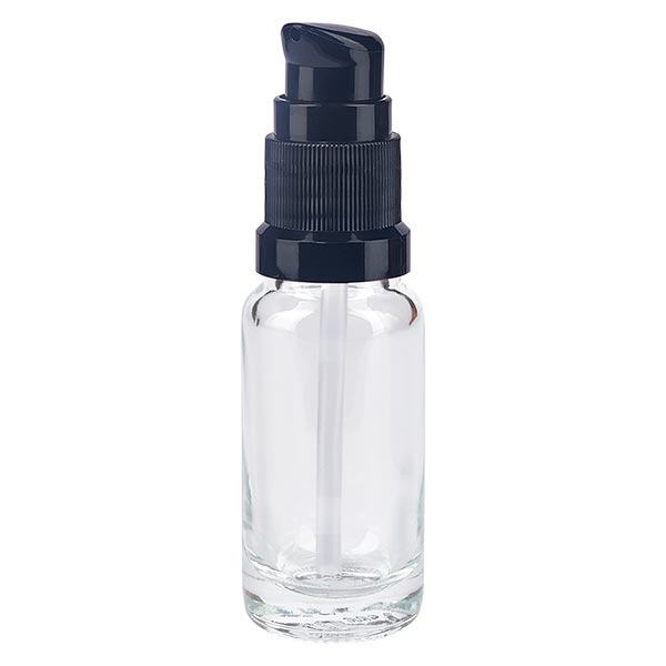 Apoteksflaska klar 10ml pumpkork svart standard Apoteksflaska klar 10ml pumpkork svart standard