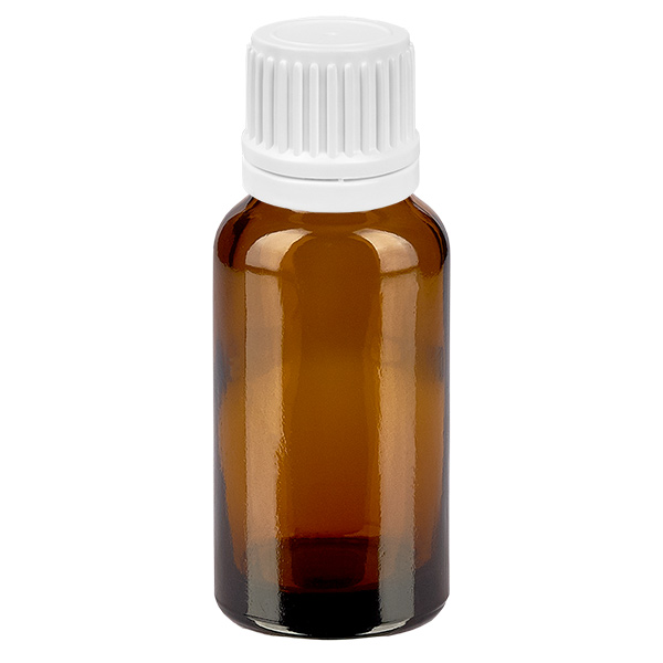 20ml Droppflaska 0.7mm vit med manipuleringssäkert lock BrownLine UT18/20