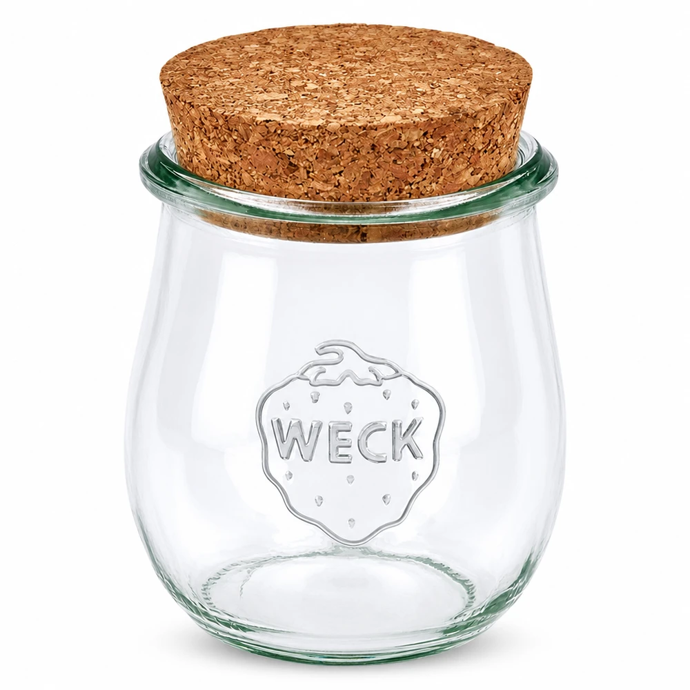 220ml tulpanburk WECK RR60 med kork natur WECK tulpanburk 220ml RR60 med naturlig korkpropp Konserveringsburk av klarglas