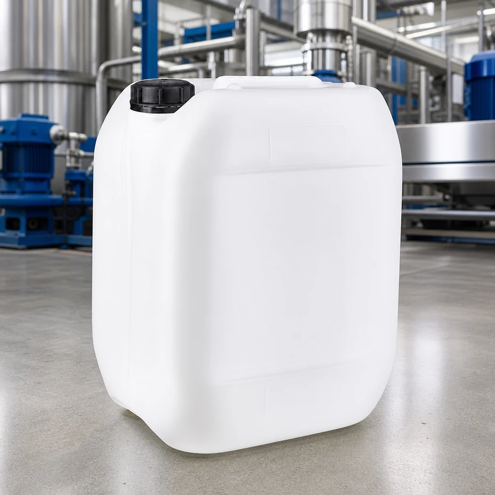Dunk 10 liter med manipulationsskyddat skruvlock Industribehållare, 10 liter, vit, med barnsäker skruvlock för kemiska vätskor