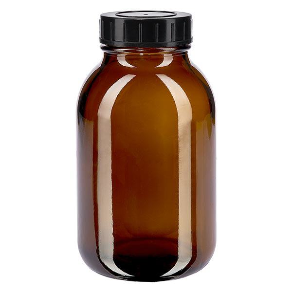 500ml bredhalsad flaska bärnstensfärgat glas med skruvkork