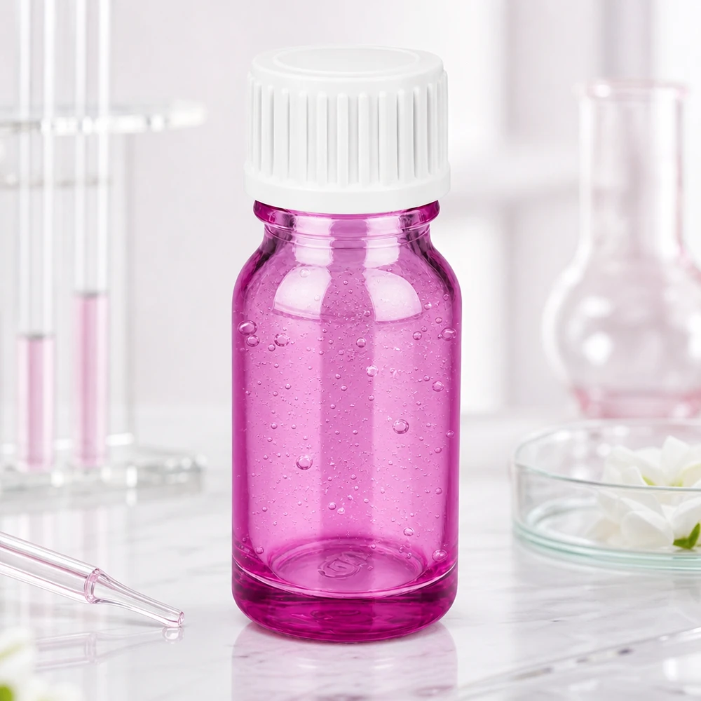 10ml (globule) flaska. 3 mm hällring vit standard PurpleLine. UT18/10 Lila 10 ml glasflaska med 18 mm gänga, idealisk för laboratorie- och läkemedelstillämpningar