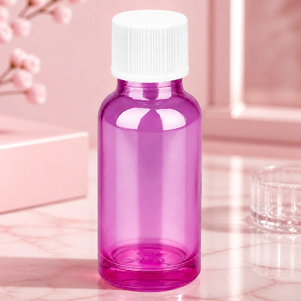 20ml flaska 11mm skruvlock vit standard PurpleLine UT18/20 Elegant 20 ml flaska i ljuslila med vitt lock för skönhetsprodukter